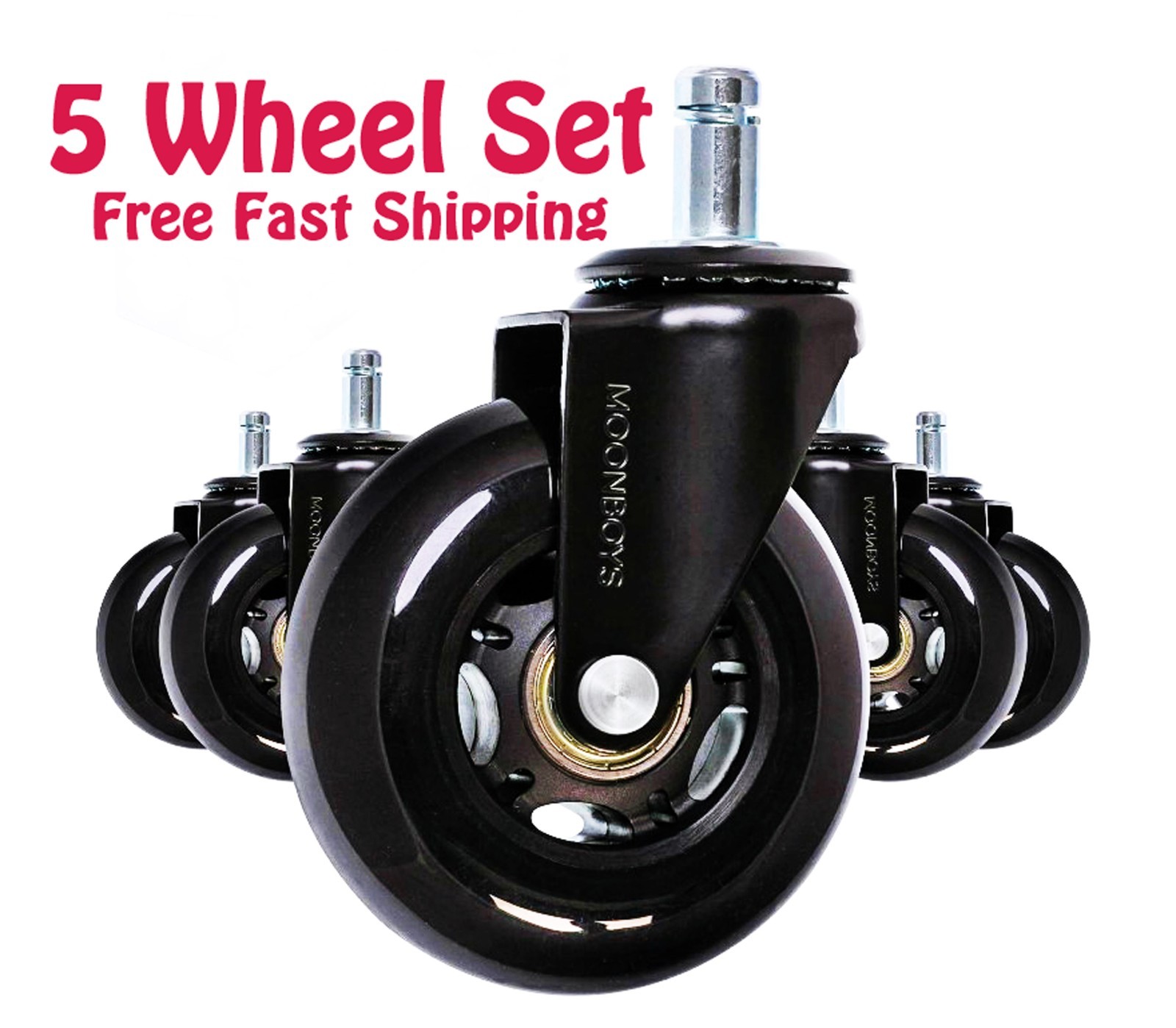 5 Rollerblade Gaming Office Chair Wheel Replacements 3″ Heavy Duty Swivel Caster