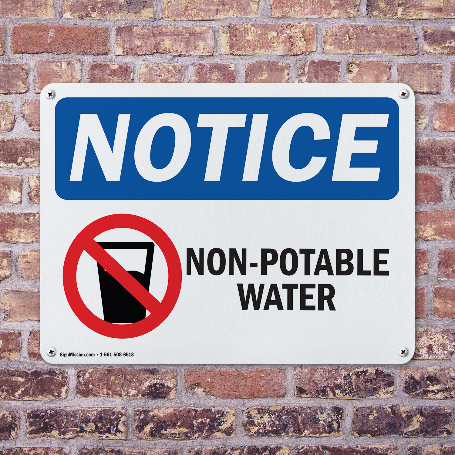 (2 Pack) Non-Potable Water OSHA Notice Sign Decal Metal Plastic