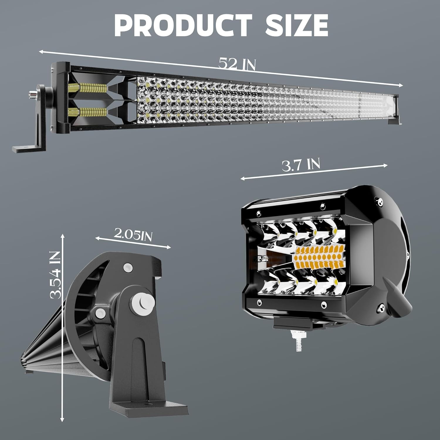 Off-Road Lighting Combo: 52″ LED Light Bar & 4 Pod Light Set