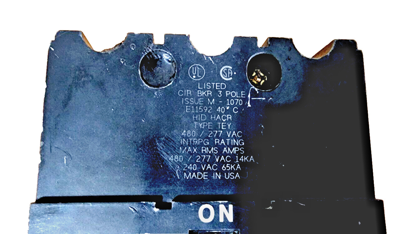 GE Type TEY330, 30 Amp, 3-Pole, 480 / 277Vac Circuit Breaker 14KA