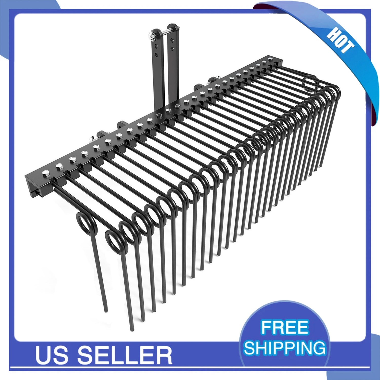 60» Tow Behind Landscape Rake, 2″ Receiver Lown Dethatcher Rack for Cat 0 Cat 1