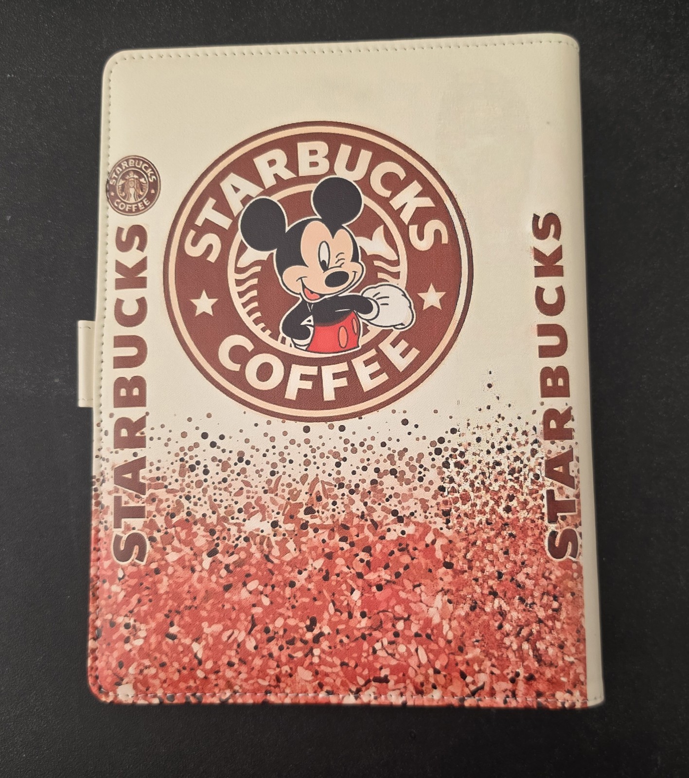 Starbucks Mickey Mouse A5 6-Ring Daily Use Binder, 1in Rings, White/Red Plastic