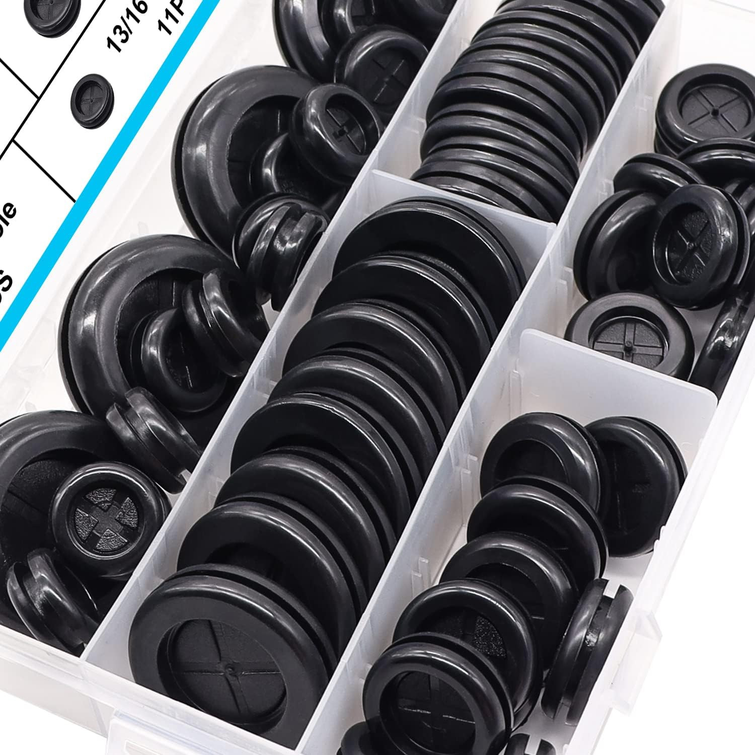 53PCS Rubber Grommets for Wiring, Rubber Grommet Kit in 6 Assorted Drill Hole Si