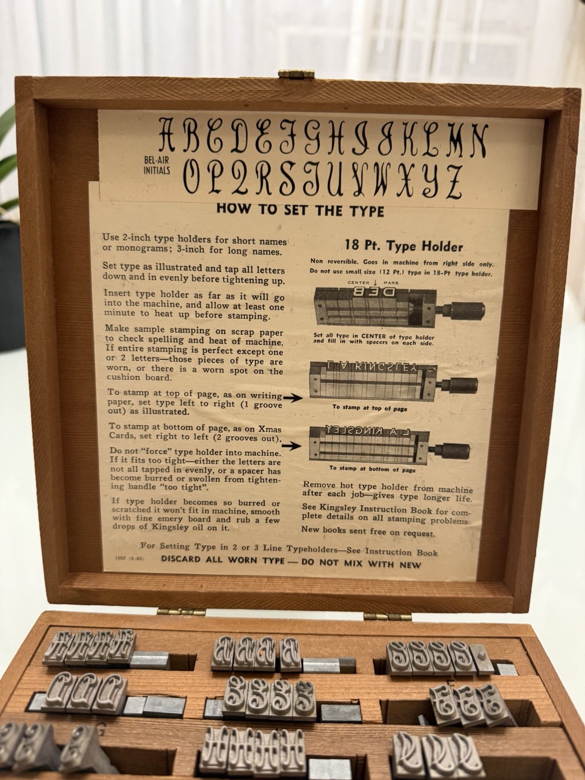 Kingsley Hot Foil Machine Type 36 Pt Bel Air Font ALL CAPS