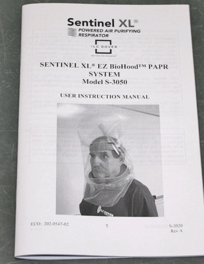 3 Pack ILC Dover Sentinel XL Respirator Hoods EZ-03 BioHood, Head Harness, PAPR