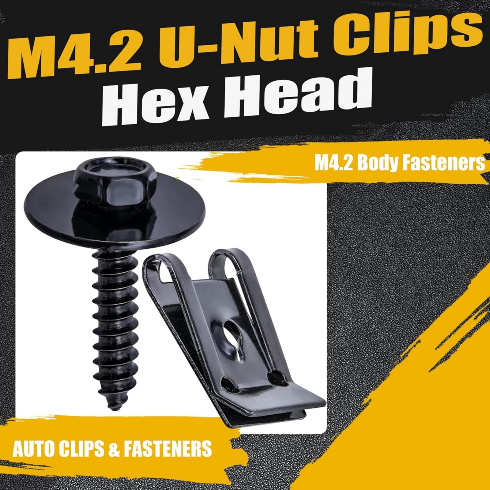 50PCS Universal M4.2 Fender Liner Screws U-Nut Clips Car Engine Splash Fasteners