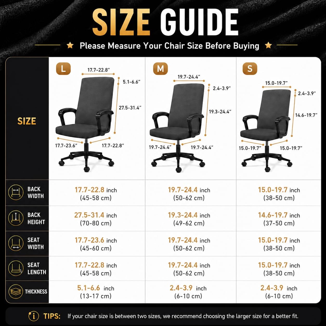 Water Resistant Stretch Computer Office Chair Cover Large Cover, Black