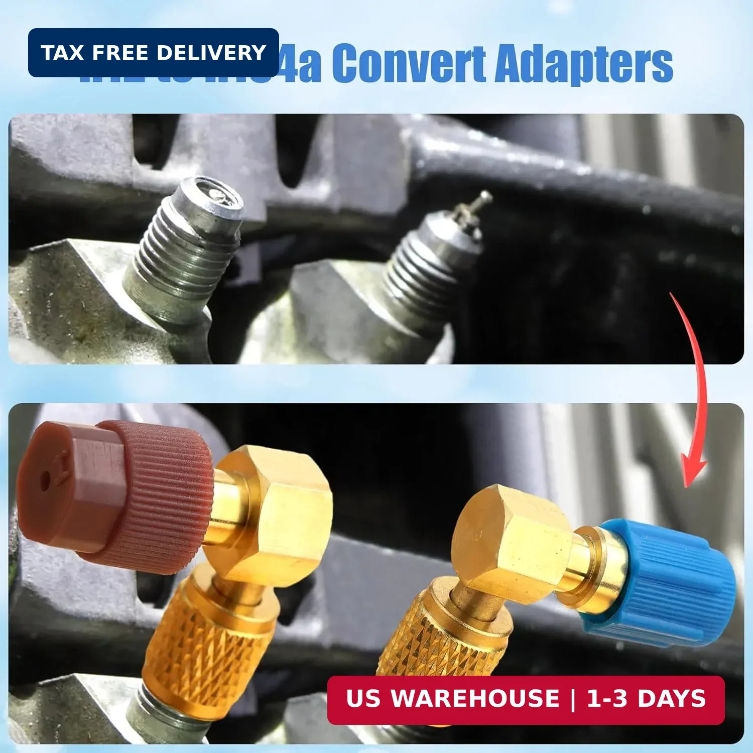 R12 to R134A AC Fitting Conversion Adapter Kit, Quick Coupler Valve A/C 9