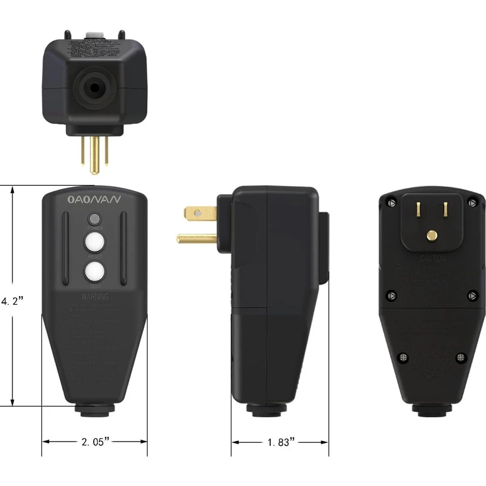 GFCI Replacement Plug Assembly Auto Reset 15 Amp 3 Prongs, 5 Years Warranty, Gro