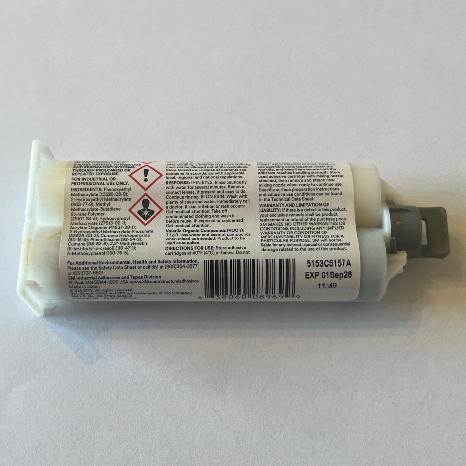 3M Scotch-Weld Low Odor Acrylic Adhesive DP810, Tan 48.5 mL Duo-Pak