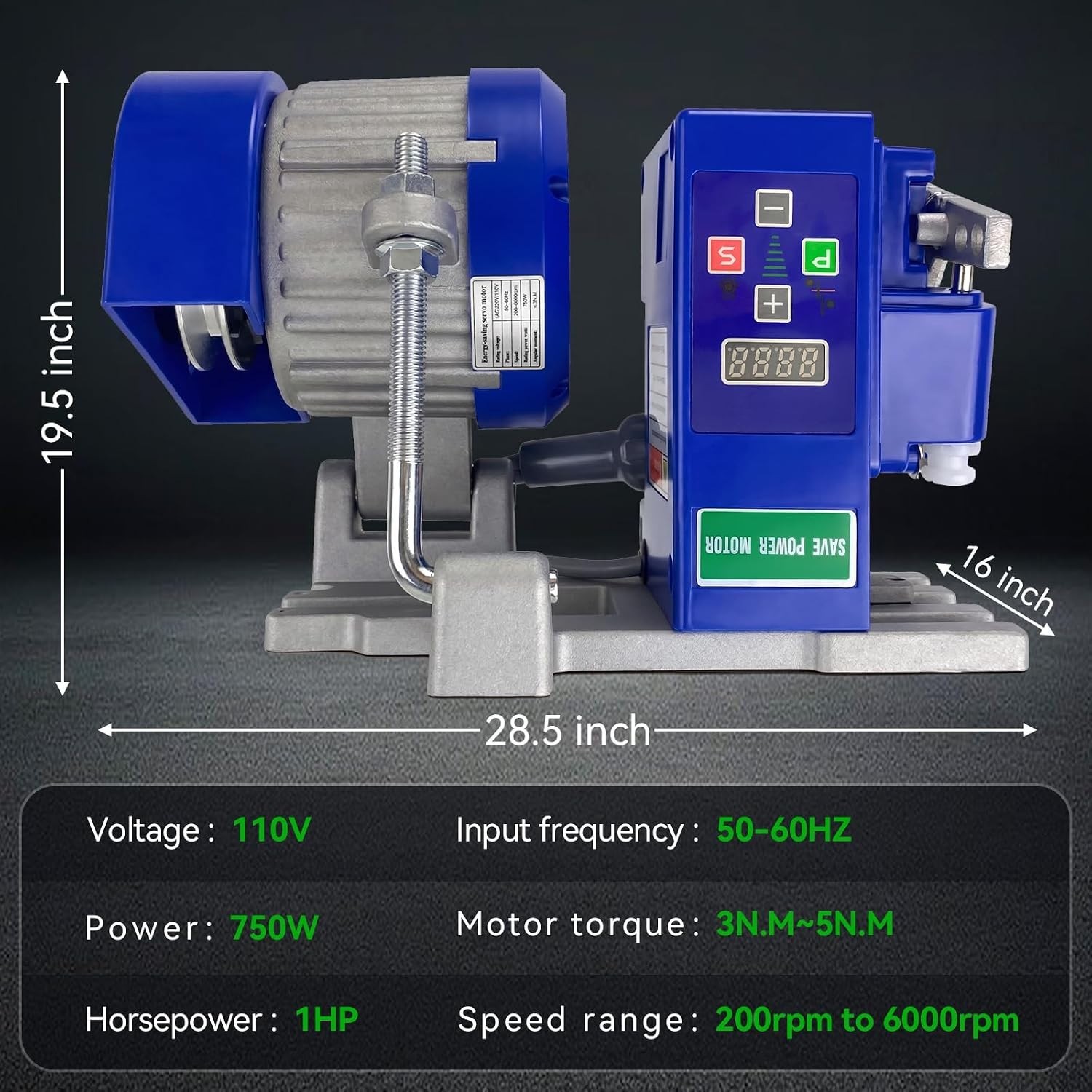 Sewing Machine Servo Motor, AC110V, 750W/1HP, Energy-Saving Servo Motor, Speed 2