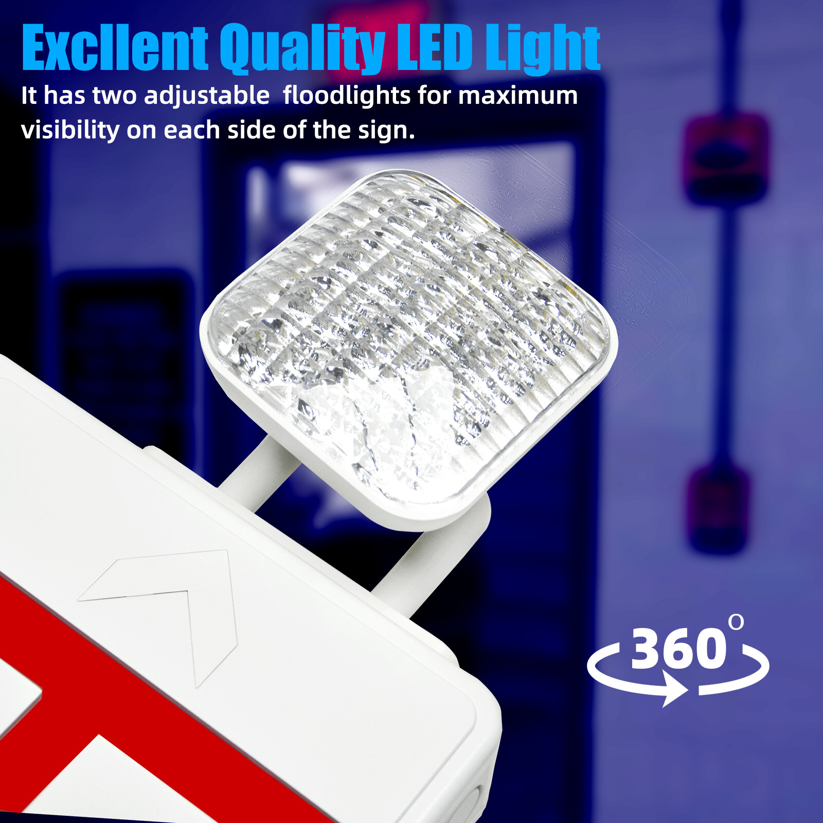 Exit Sign with Emergency Lights, Two LED Adjustable Head Emergency Exit Lights