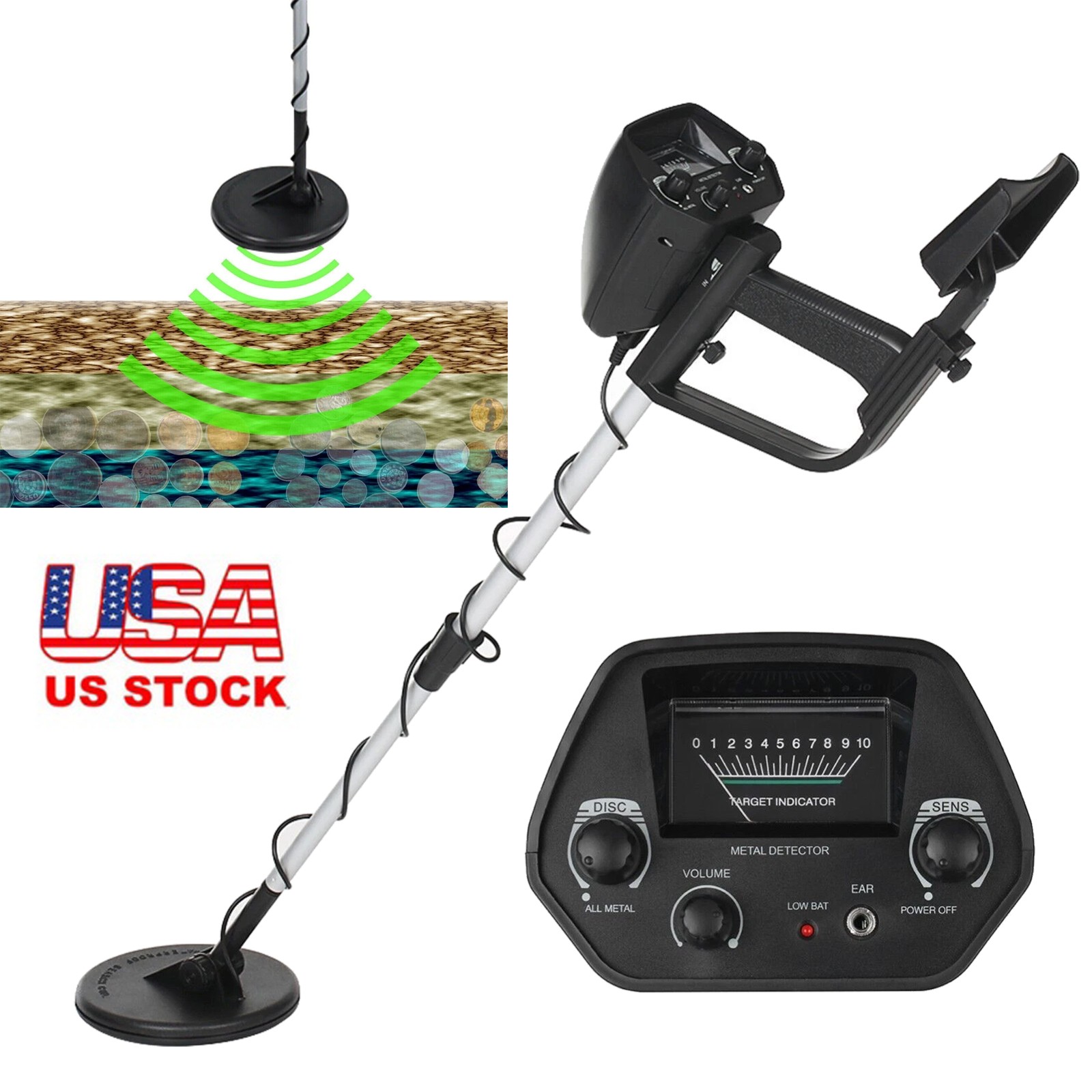 Waterproof LCD Metal Detector, Deep-Sensitive Search for Coins, Jewelry & Relics