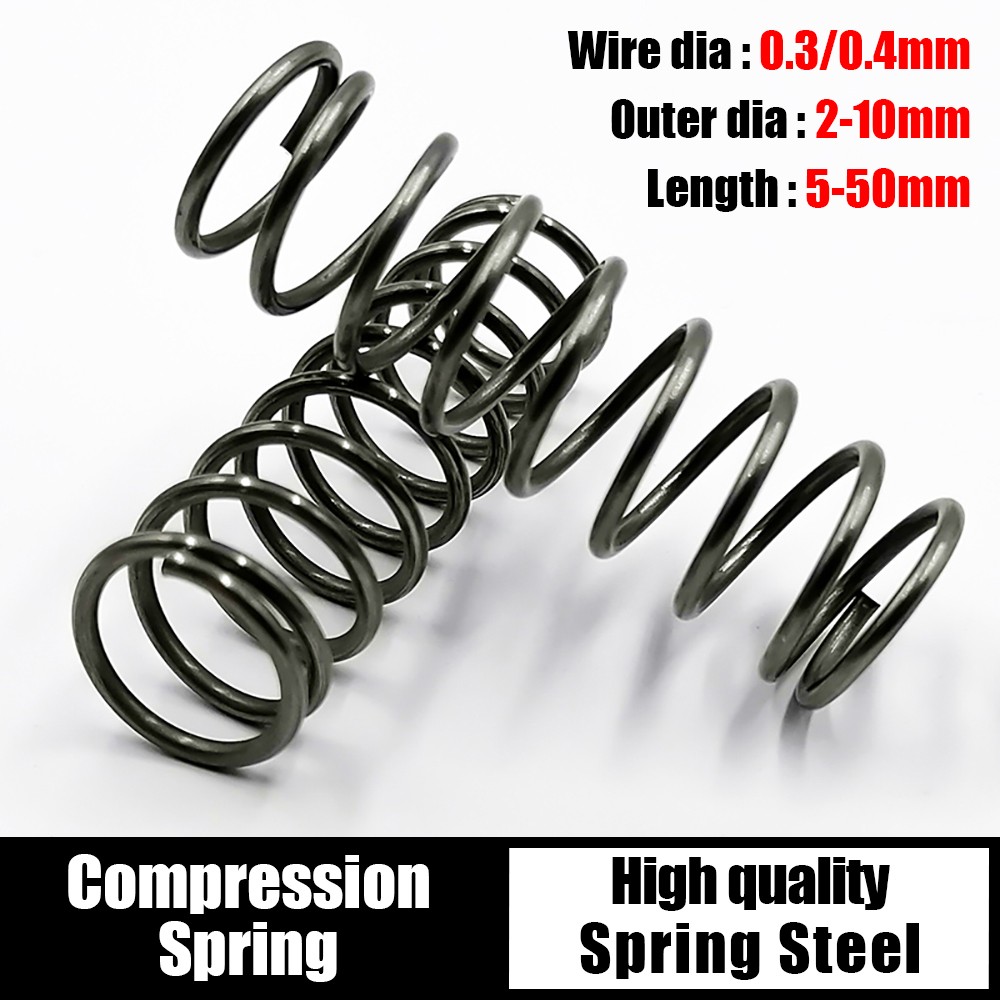 Compression Spring 0.3mm 0.4mm Wire Dia Length 5-50mm Pressure Compressed 10pcs