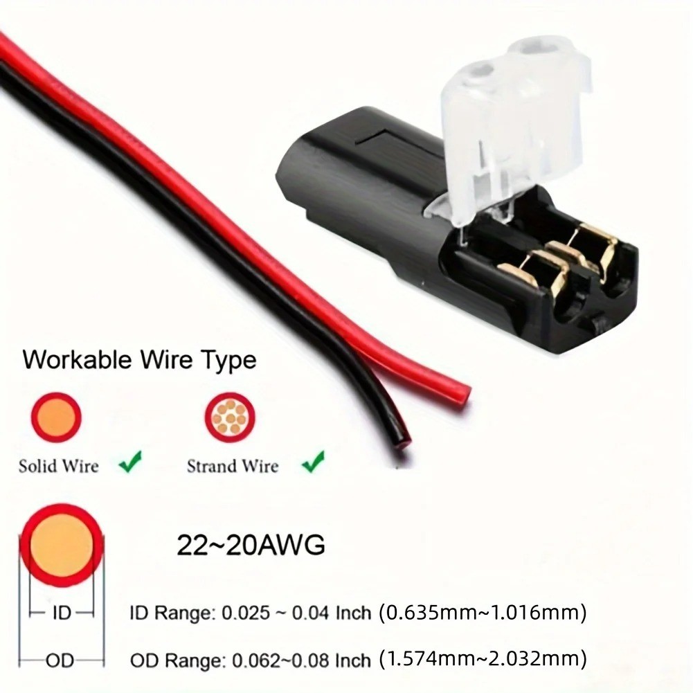 100pcs Double-Wire Plug-in Connector, Cable Clamp with Locking Buckle, AWG 18-22