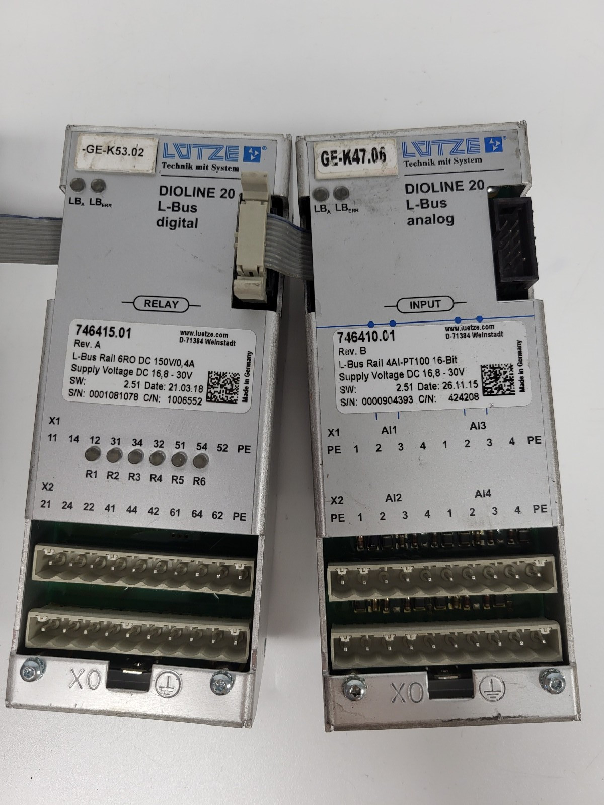 Lutze MVB Bus Interface, Digital and Analog I/O Modules for Dioline 20