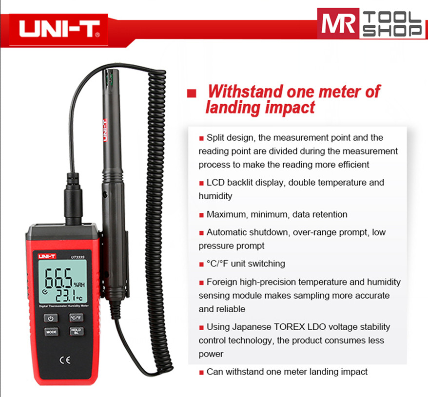 UNI-T UT333S Digital temperature humidity meter Hygometer LCD Data hold Backligh