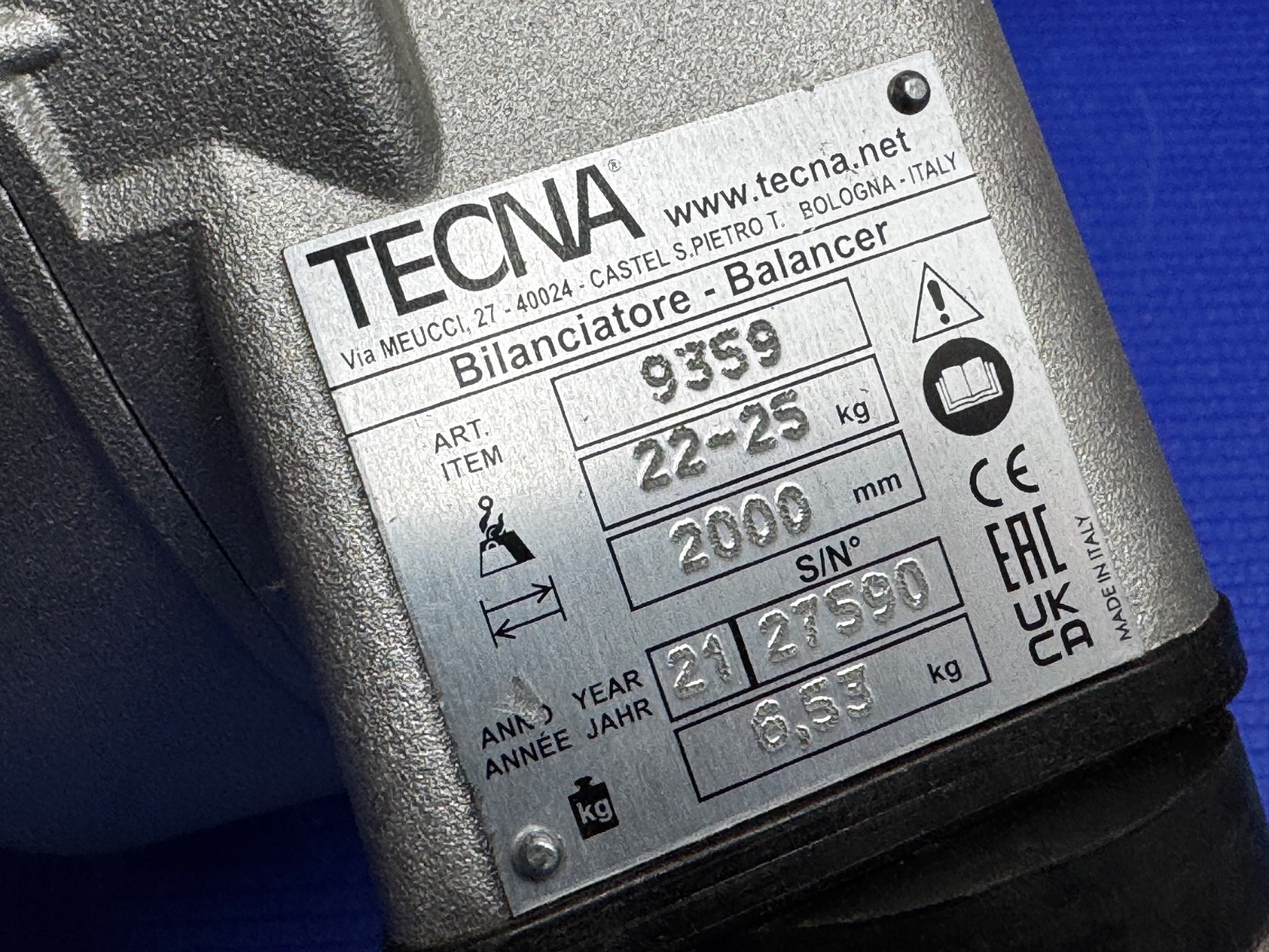 Tecna 9359 Zero Gravity Tool Balancer, 22-25 kg, 48.5 to 55.1 lbs, 2000 mm 79 in