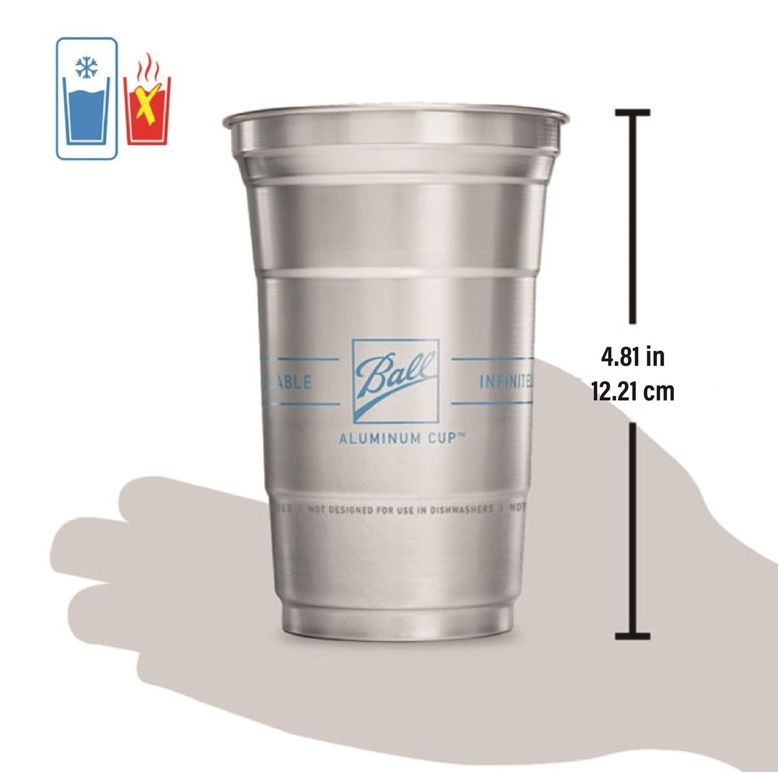 Aluminum Cup,Disposable Recyclable Cold-Drink Cups,20 oz. Cups, Silver, 10 Count