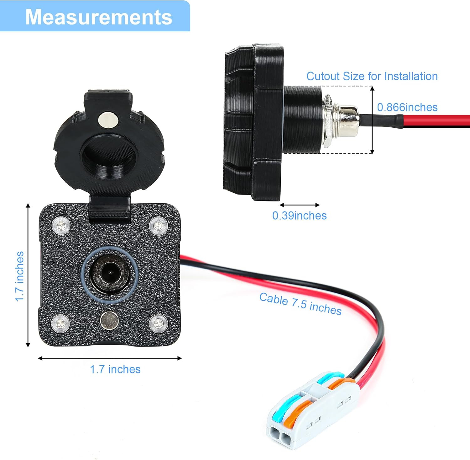 RV Waterproof Cable Pass through Panel Mount for Starlink Mini, ASA DC 5.5X2.1Mm