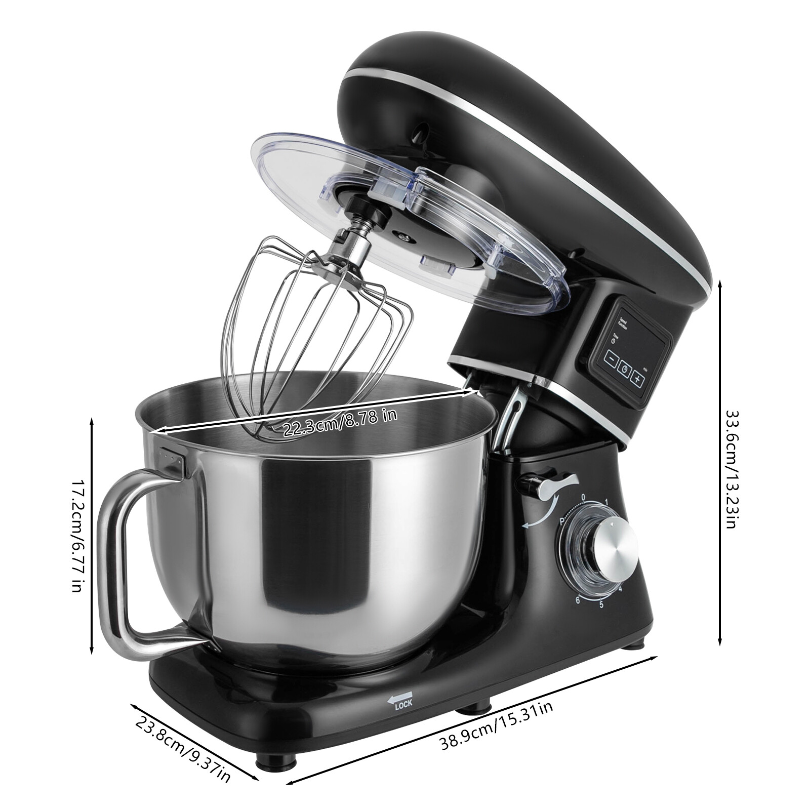 Commercial Stand Food Mixer Processor 6.5Qt Electric Dough Mixer 6+1 Speed 1350W