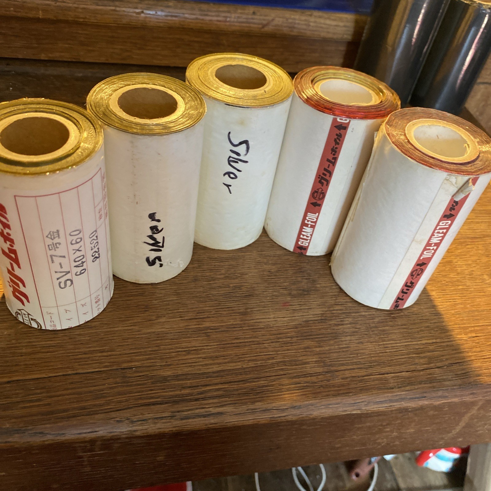 Hot Stamp Foil 3″ wide x 200 feet each 2silver 2-red 1-gold