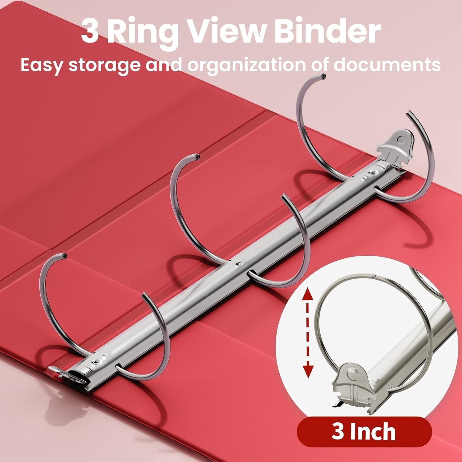 4 Pack 3 Inch Plastic Ring Binders Classic 4-Color 8.5×11 Office School