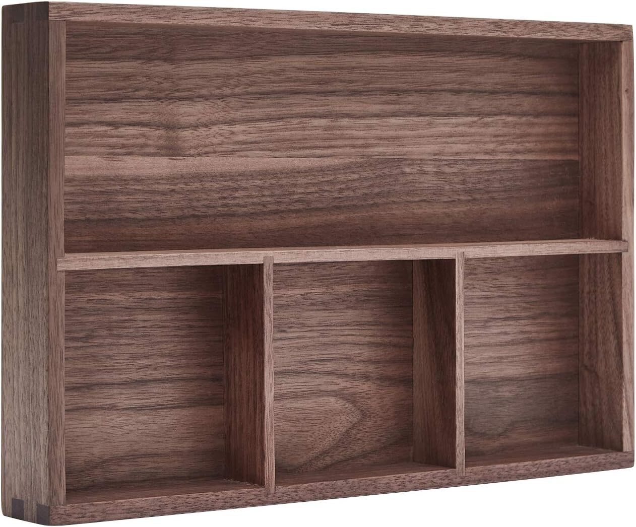 Wood Organizer TrayBlack WalnutDesk & Drawer Storage Box Walnut Master