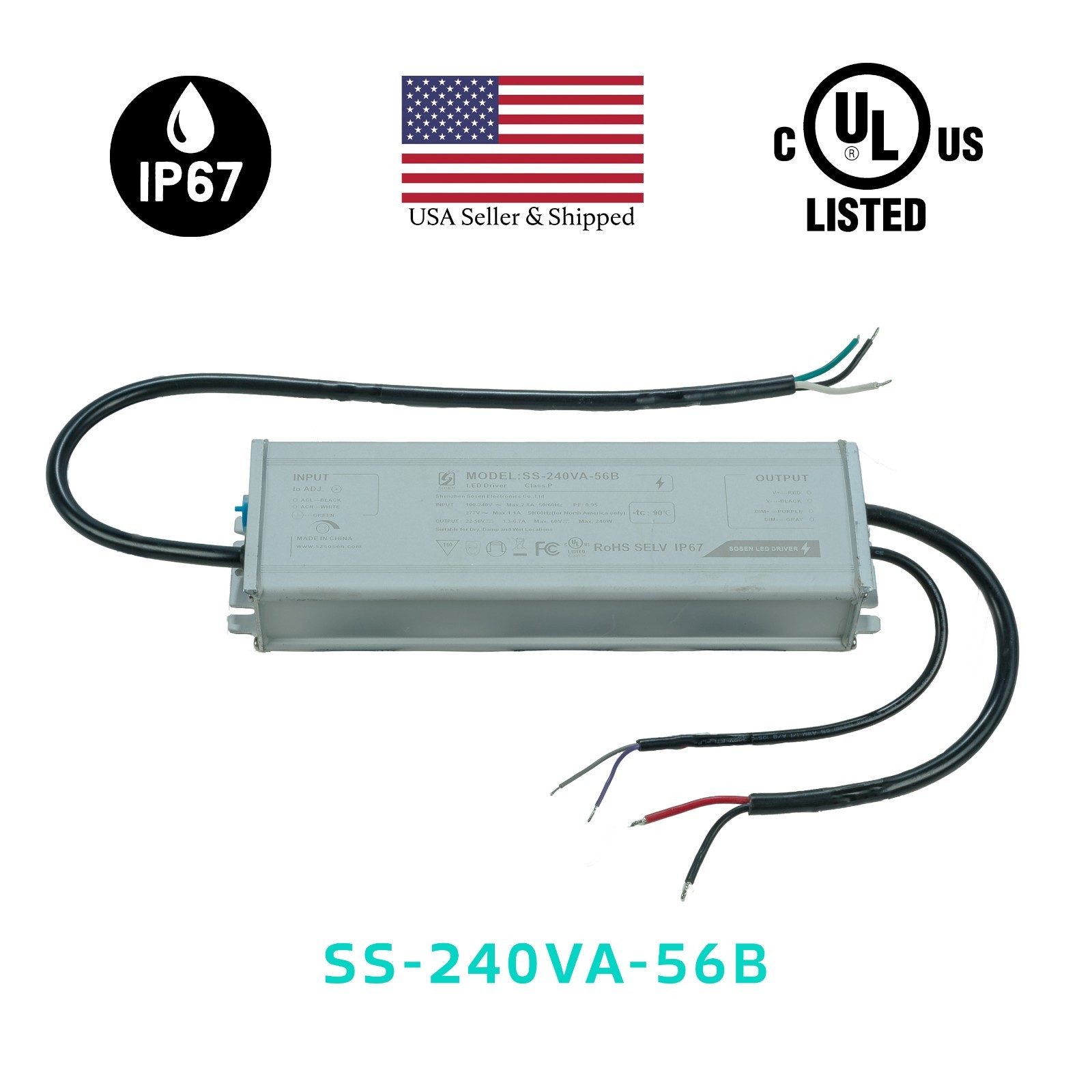 LED Driver SOSEN SS-240VA-56B Constant Current Driver – 240W – IP67