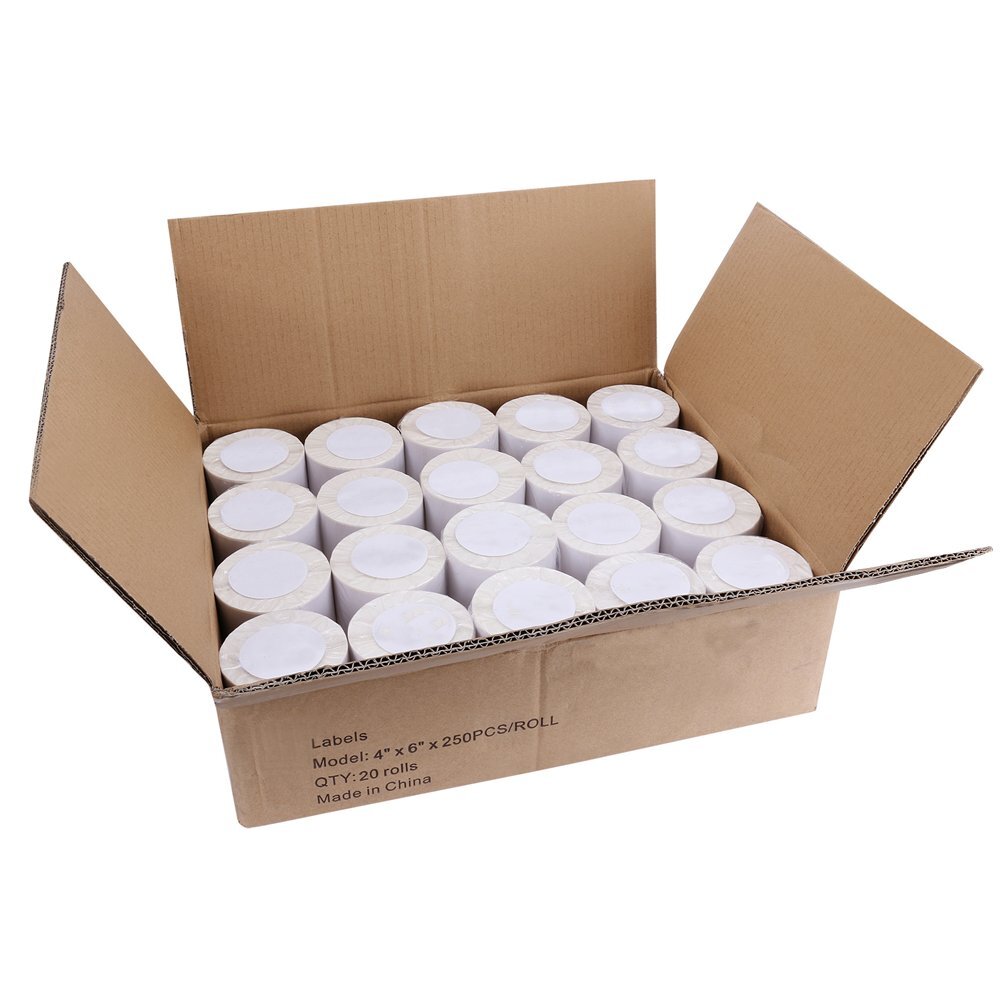 20 Rolls Direct Thermal Shipping Labels 250/Roll 4×6 For Zebra 2844 ZP450 Eltron