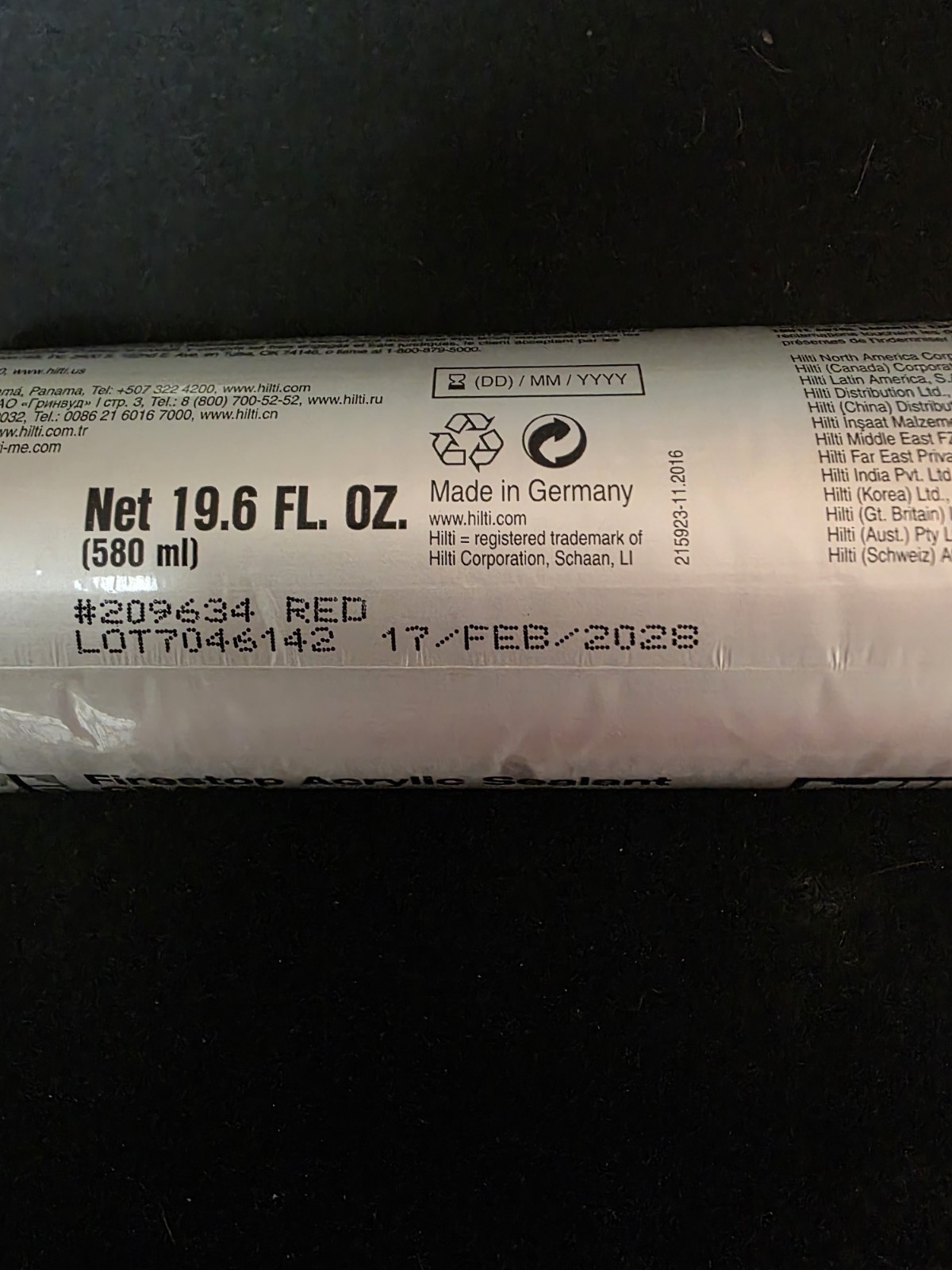 (9) Hilti CP 606 Firestop Acrylic Sealant Sausage Pack Exp 2/17/2028