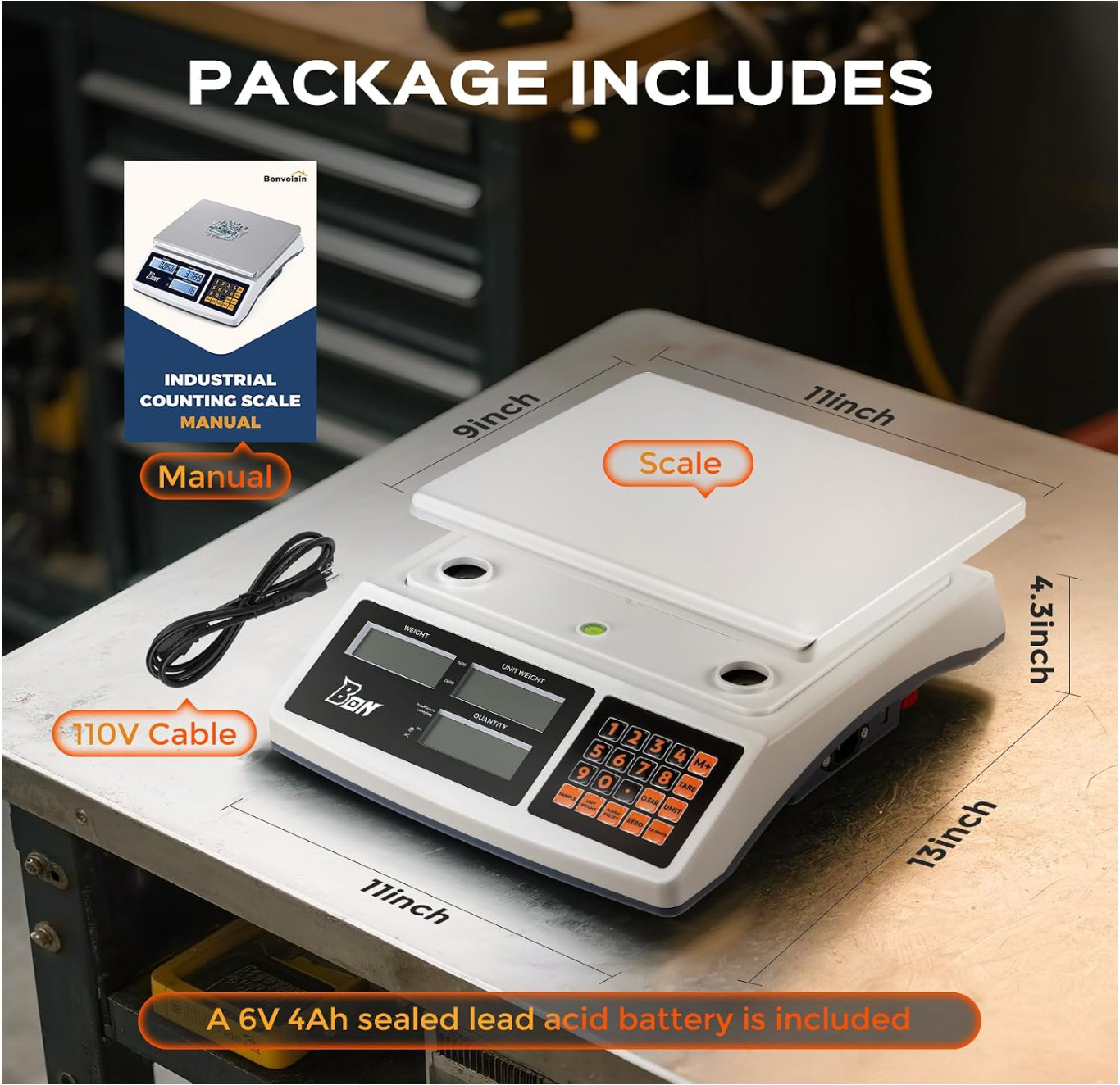 Stainless Steel Counting Scale 66lb 30kg Digital Parts Industrial Scale Battery