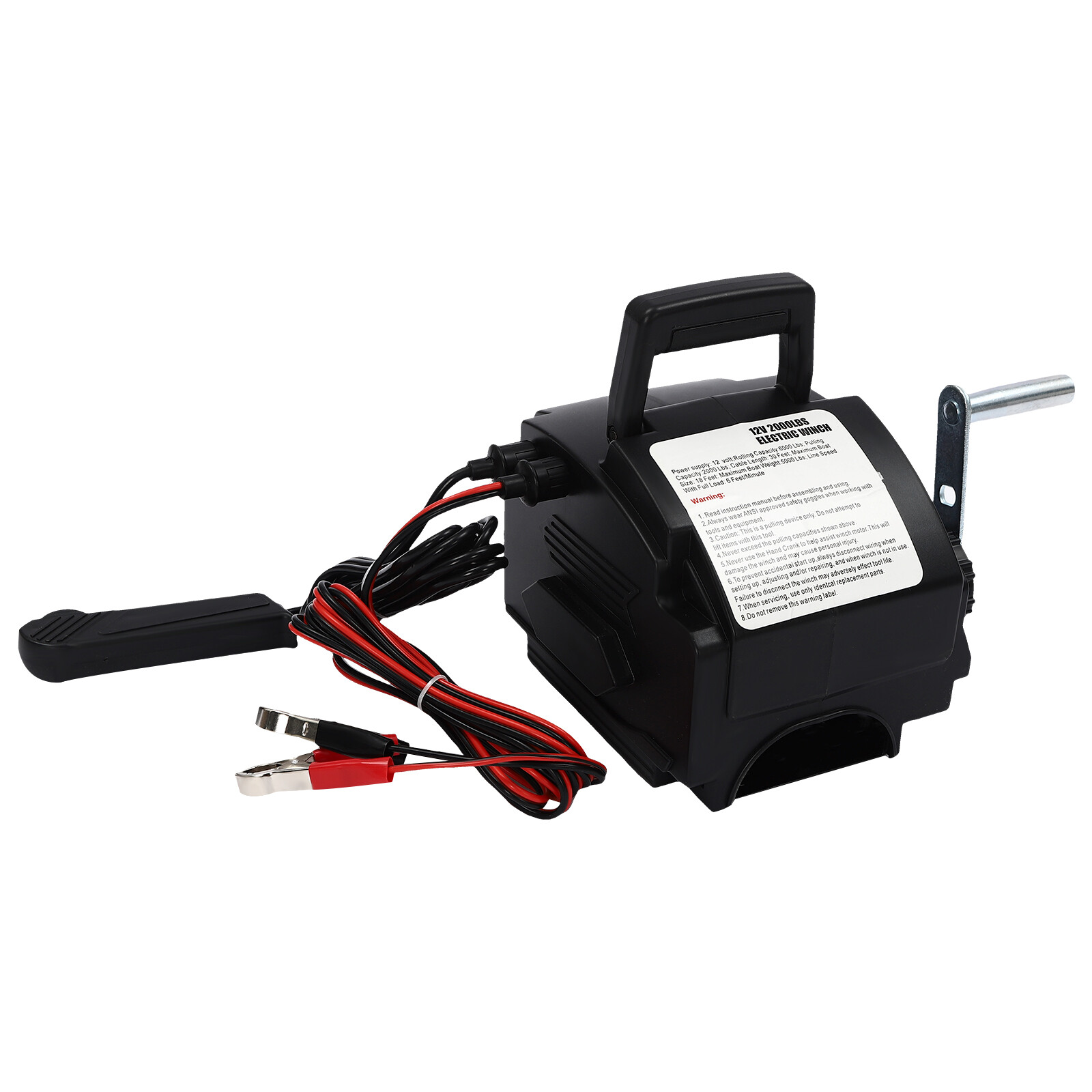 Portable Electric Winch 12V 2000LBS Steel Cable ATV UTV Wireless Remote Control