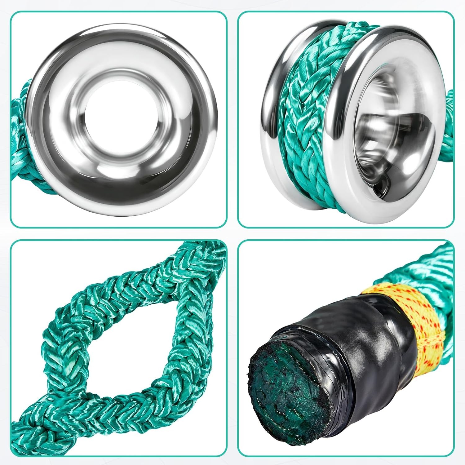 Rigging Ring Sling Rope, Arborist Rope 3/4″×6′ w/ 14600 lbs 7-Pocket Adjustment