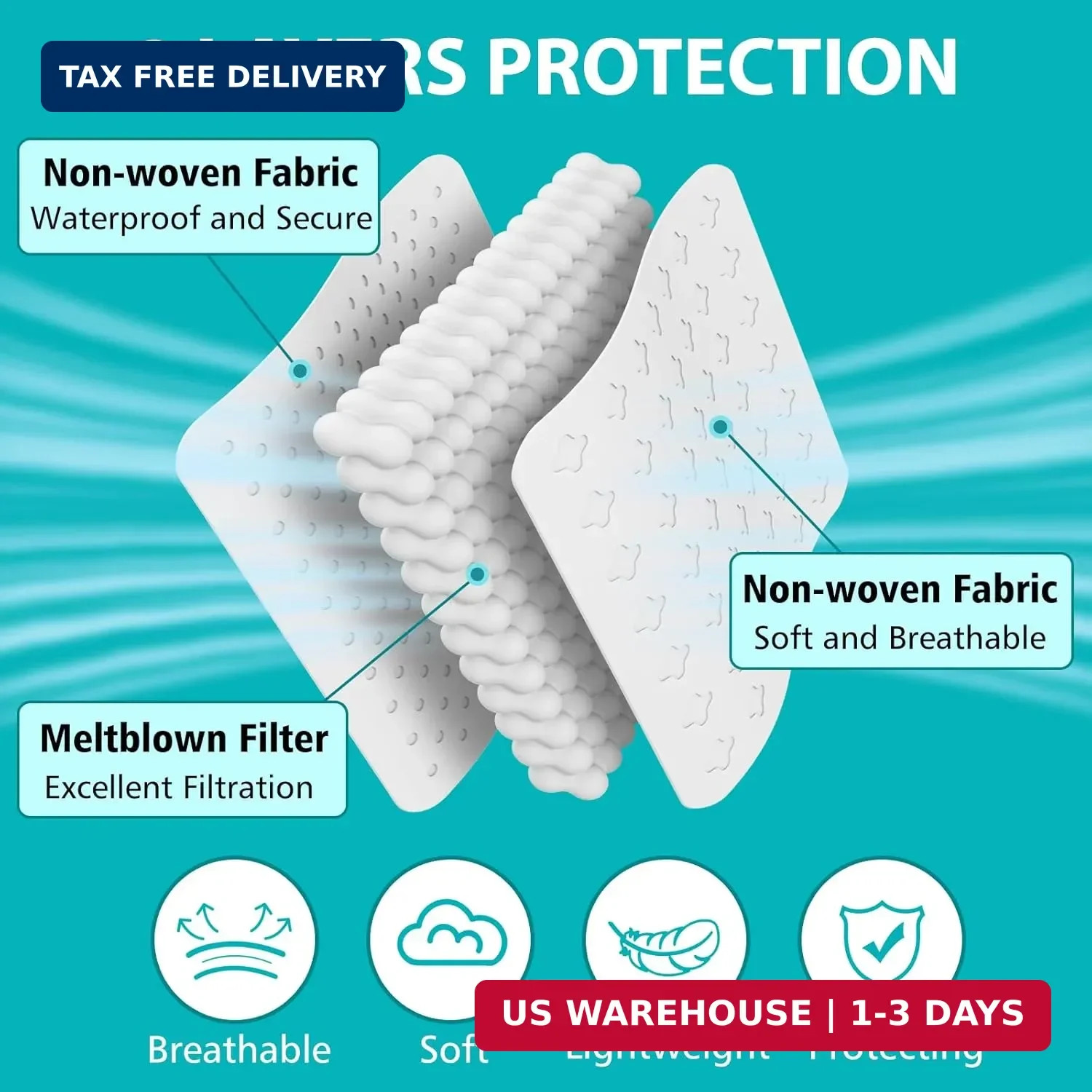 ZTANPS 100 PCS Disposable Face Masks, Black Disposable Masks, 3 Ply Protection F