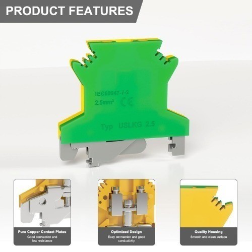 10 Pcs USLKG2.5 DIN Rail Mounted Terminal Block