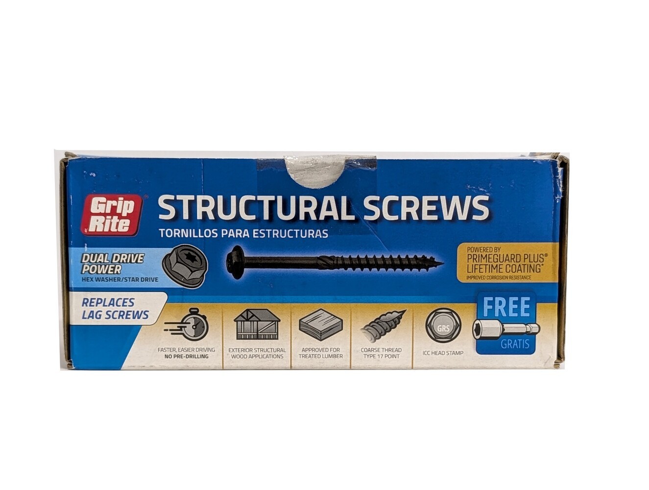 Grip Rite® 3/8″ x 3-1/2″ Dual-Drive Structural Wood Screw – 50 Count