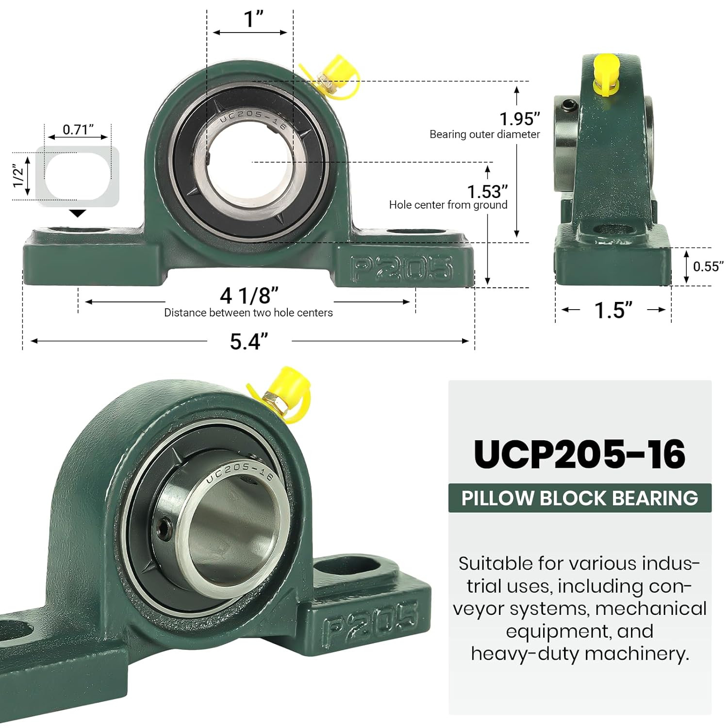 Sealmaster NP-16 Pillow Block Ball Bearing, 1 Bore, 1-7/16 Base to Center