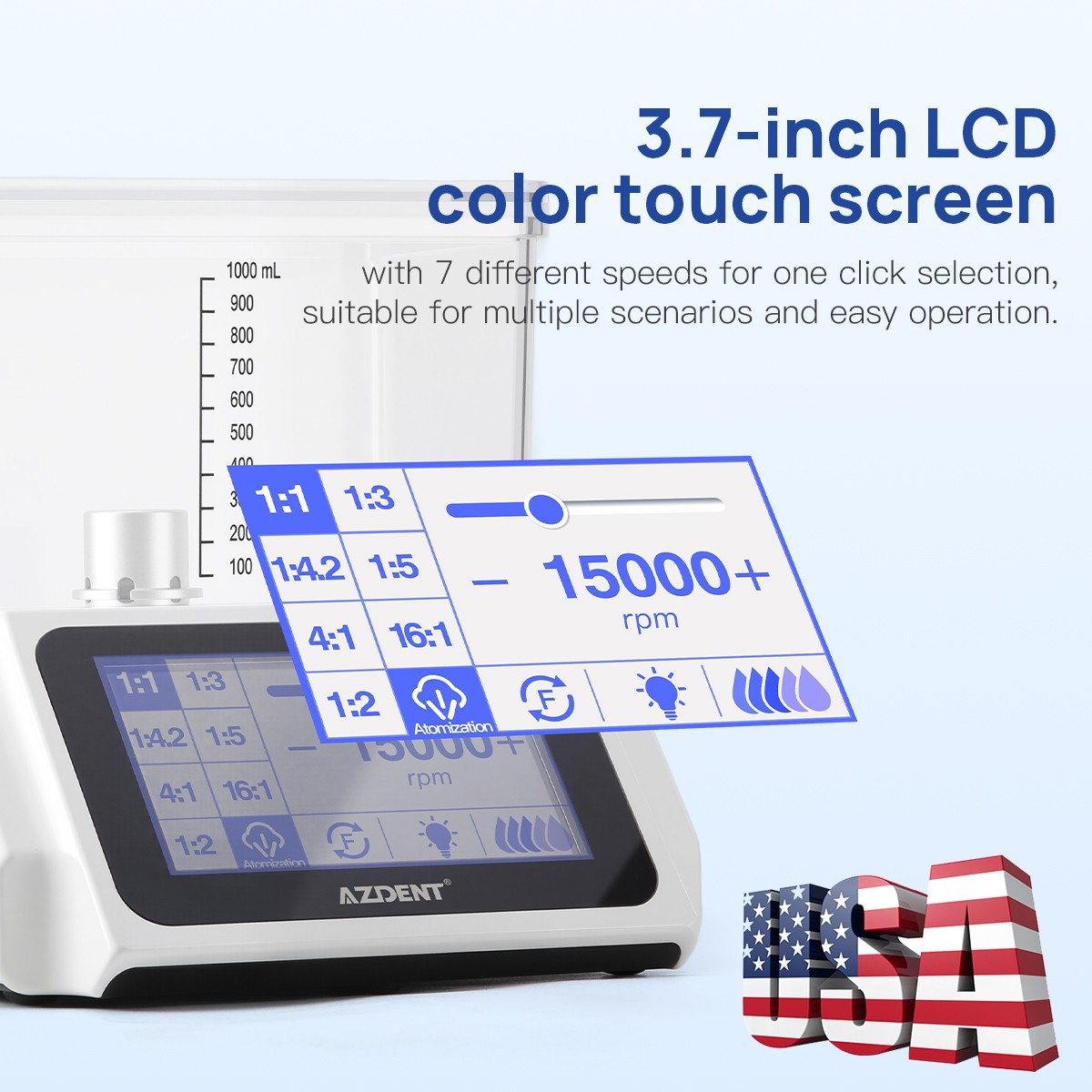 AZDENT Dental Electric LED Micro Motor Brushless / LED 1:5 Increase Contra Angle