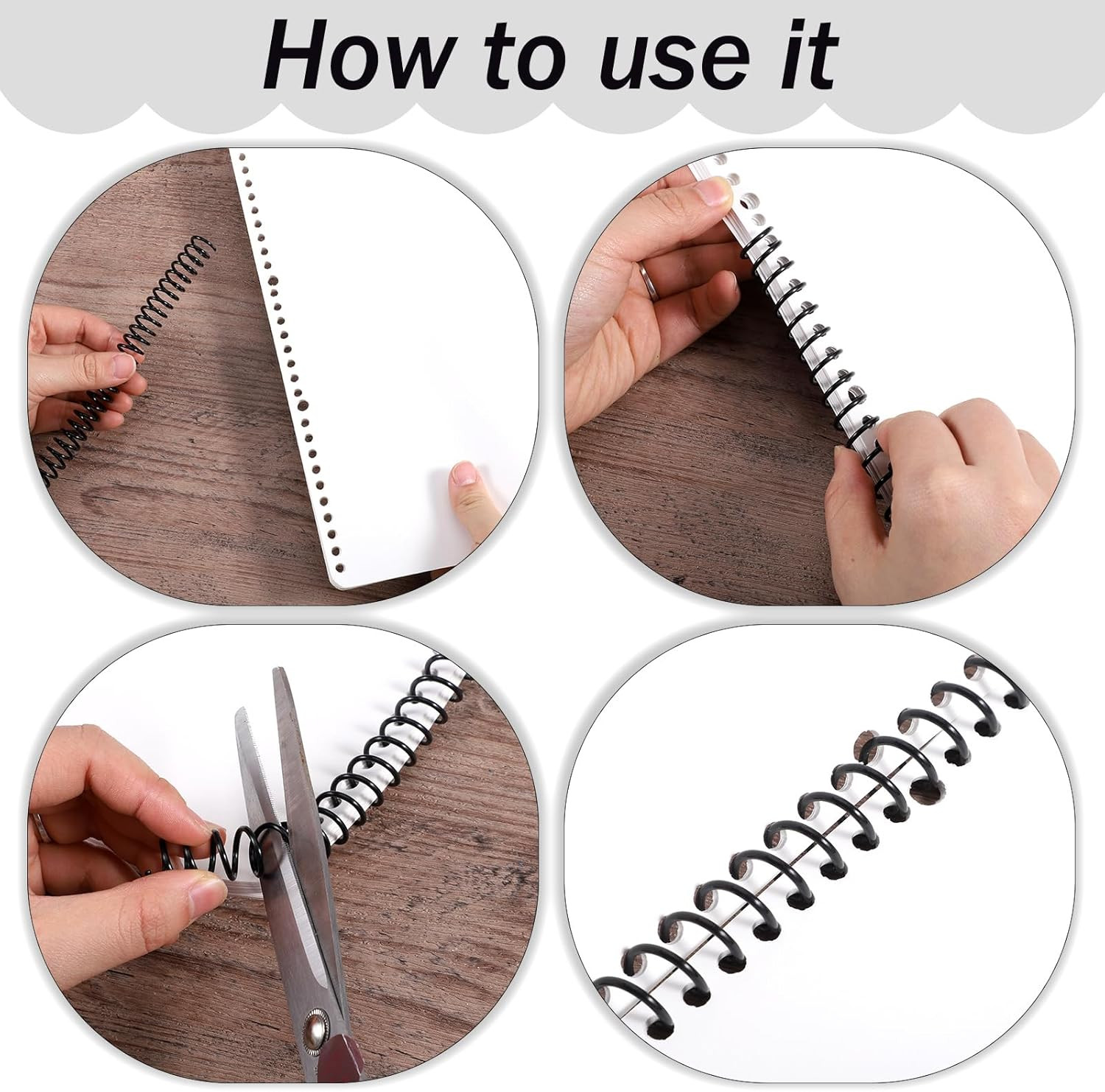 50 Pack Plastic Spiral Binding Coils 4:1 Pitch Spiral Binding Coils Binding Kit