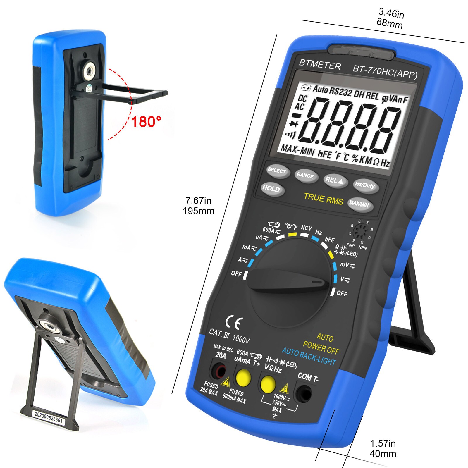 HoldPak Digital Multimeter Auto-ranging TRMS NCV Bluetooth Current Voltage Meter