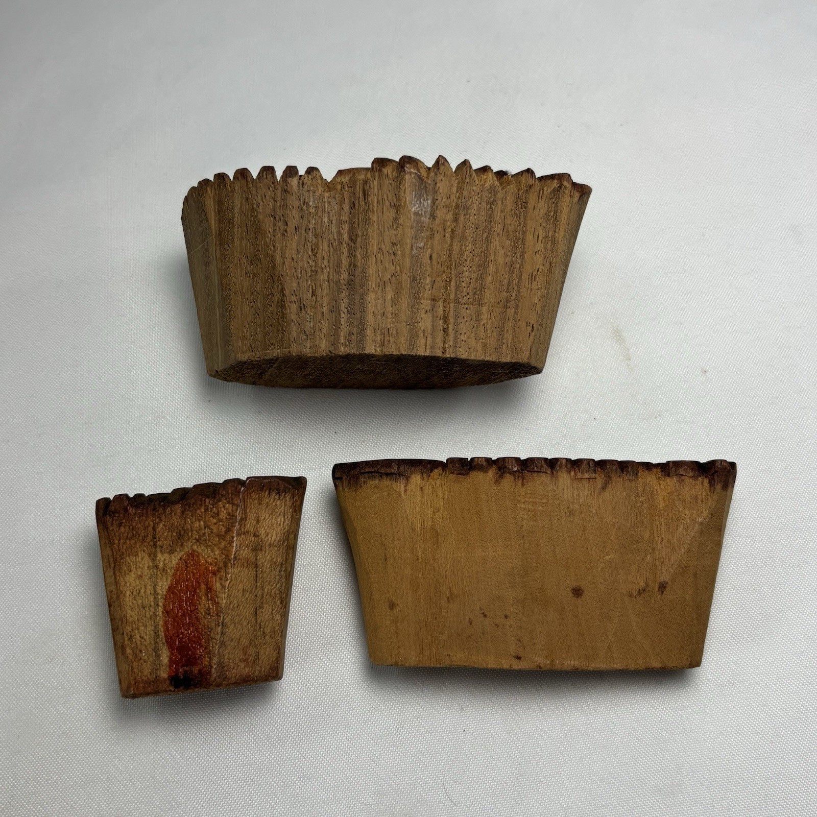 3 Vintage Hand Carved Wooden Textile Printing Fabric Block Stamps Floral Paisley