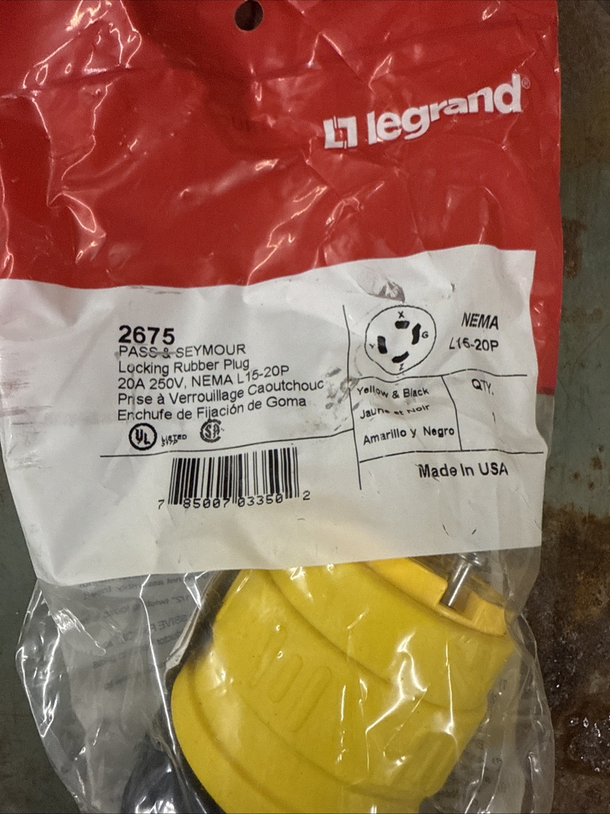 NEMA L15-20P Locking Plug Twist Lock Turnlok 20A 250V L1520-P