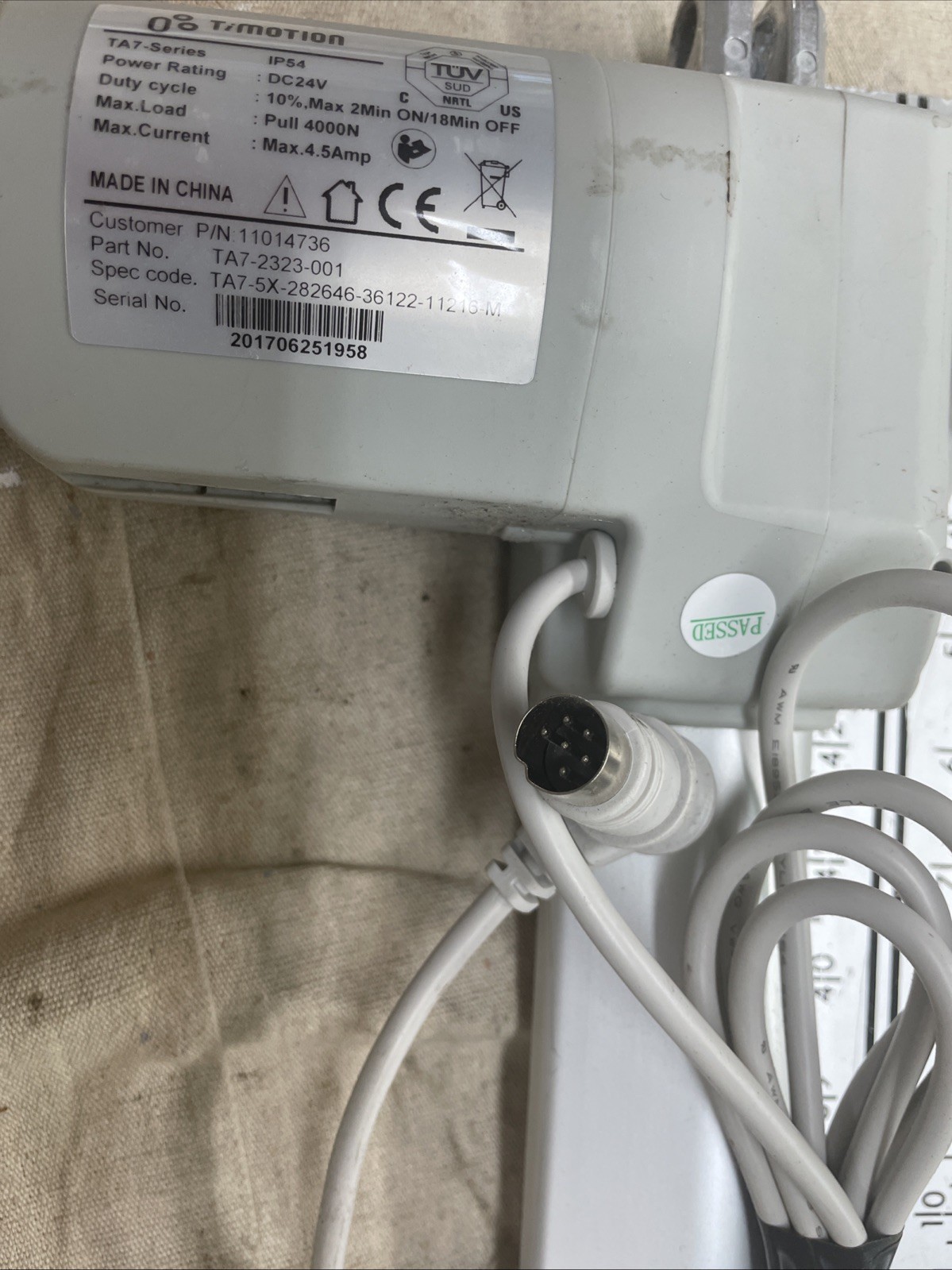 TiMOTION Motor, TA7 Series IP54 ,TA7-2323-001, DC 24v, 4000N, 4.5Amp