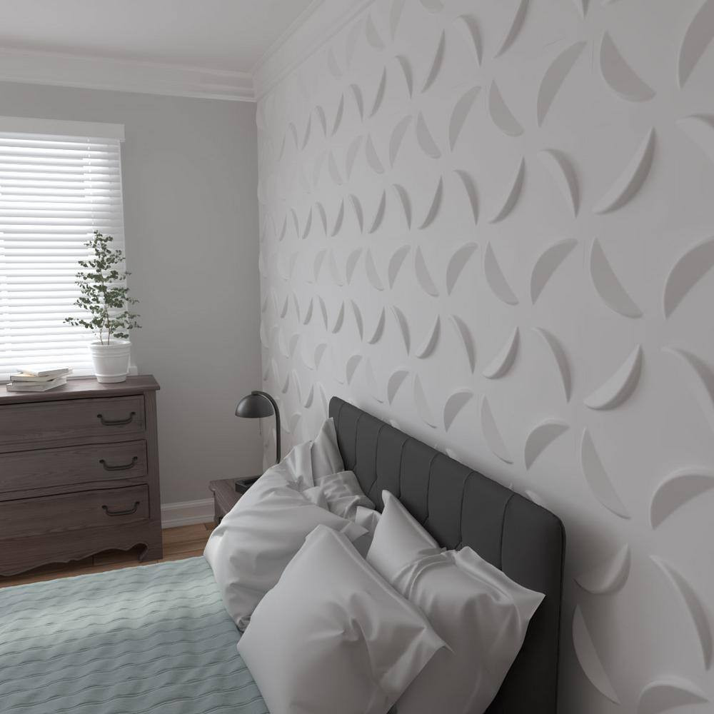 Pinwheel White 1 In. X 1-3/5 Ft. X 1-3/5 Ft. White PVC Decorative Wall Paneling