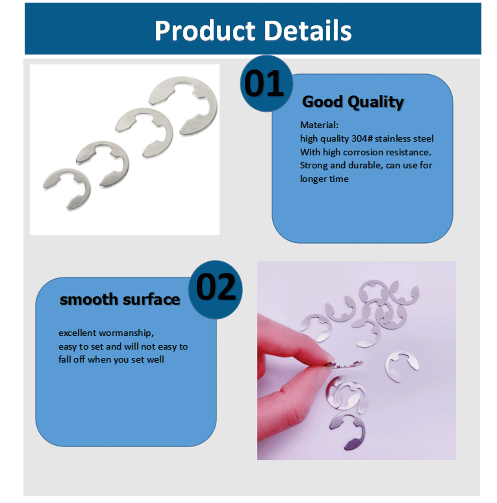 120 E Clips C CIRCLIPS Stainless Steel Kit Retaining Ring Assorted 1.5mm to 10mm