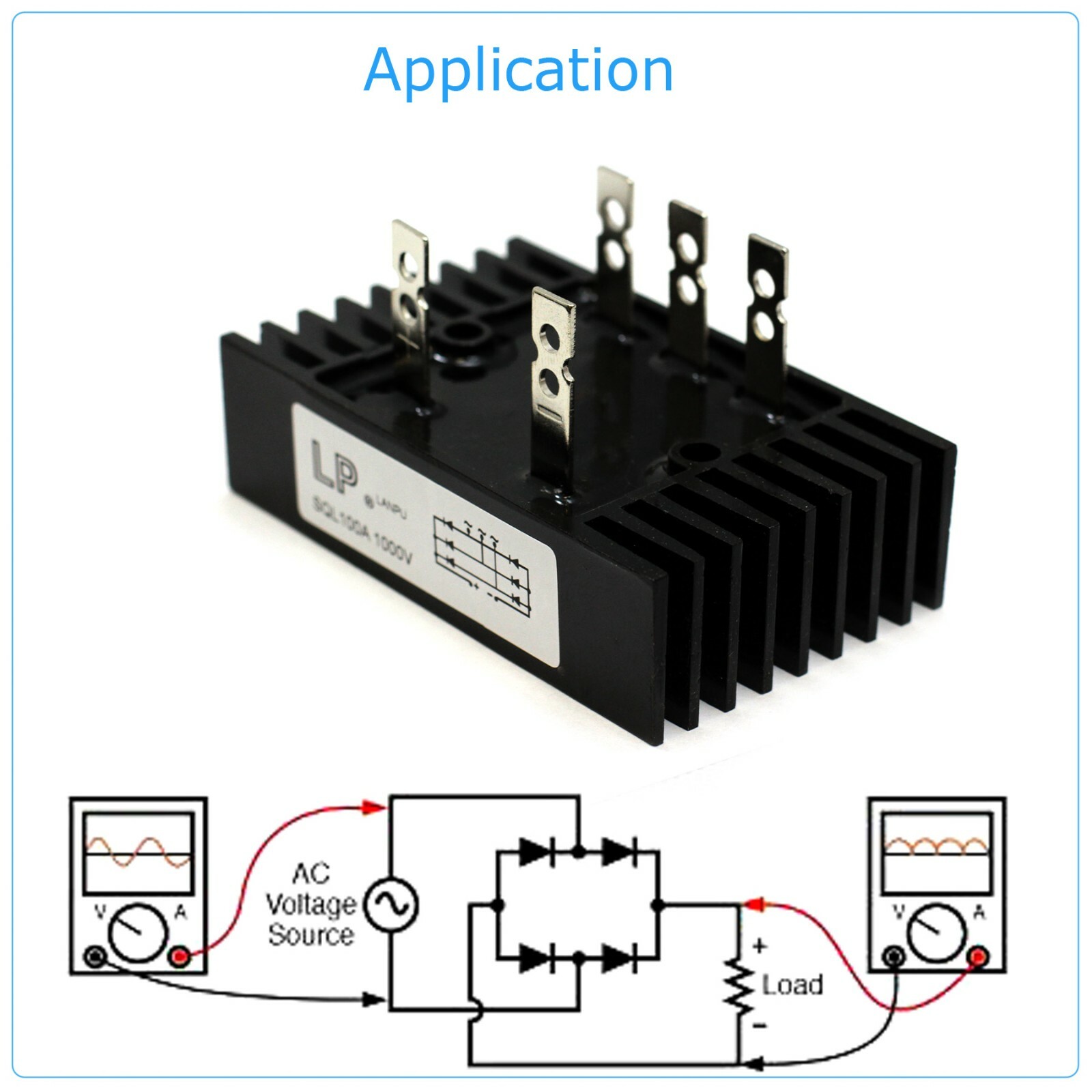 Amico SQL 100A Amp 1000V 3 Phase Diode Metal Case Bridge Rectifier TS