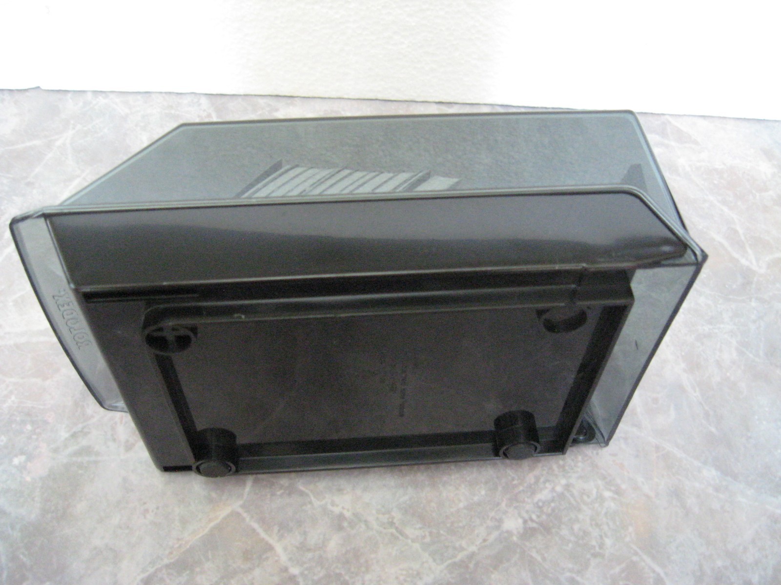 Vtg. Smoked Covered Rolodex Card File R-030 Blank Cards Black w Blue Cards