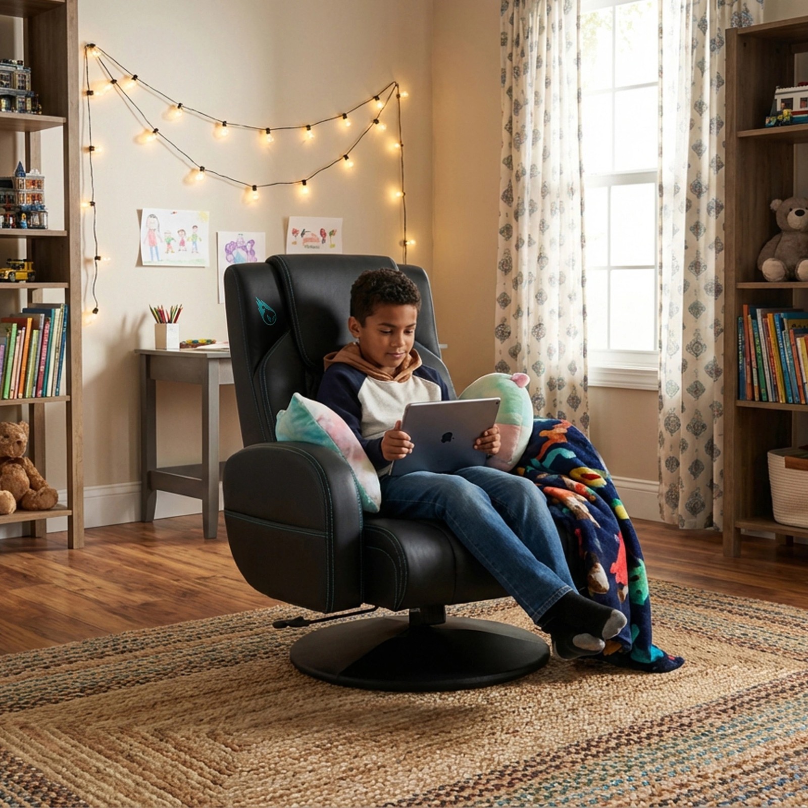 DPS Centurion Pedestal Swivel Gaming Chair with Storage Pockets, Reclining Chair
