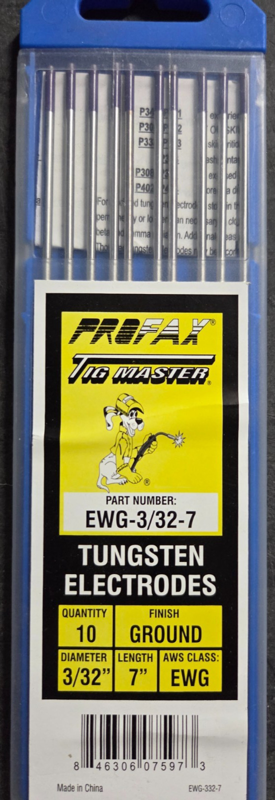 PROFAX PXEWG-3/32-7 EWG 3/32″ X 7″ RARE EARTHTIG TUNGSTEN ELECTRODE, 10/PACK